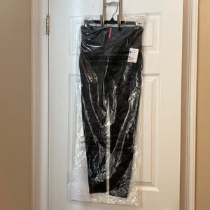 SPANX faux leather black camp leggings (medium)